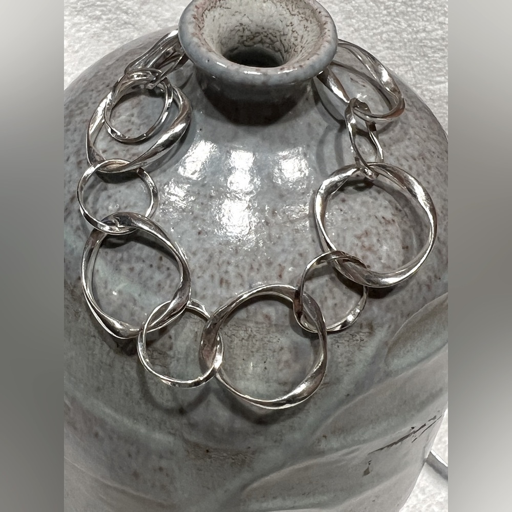 Sterling silver large link bracelet
